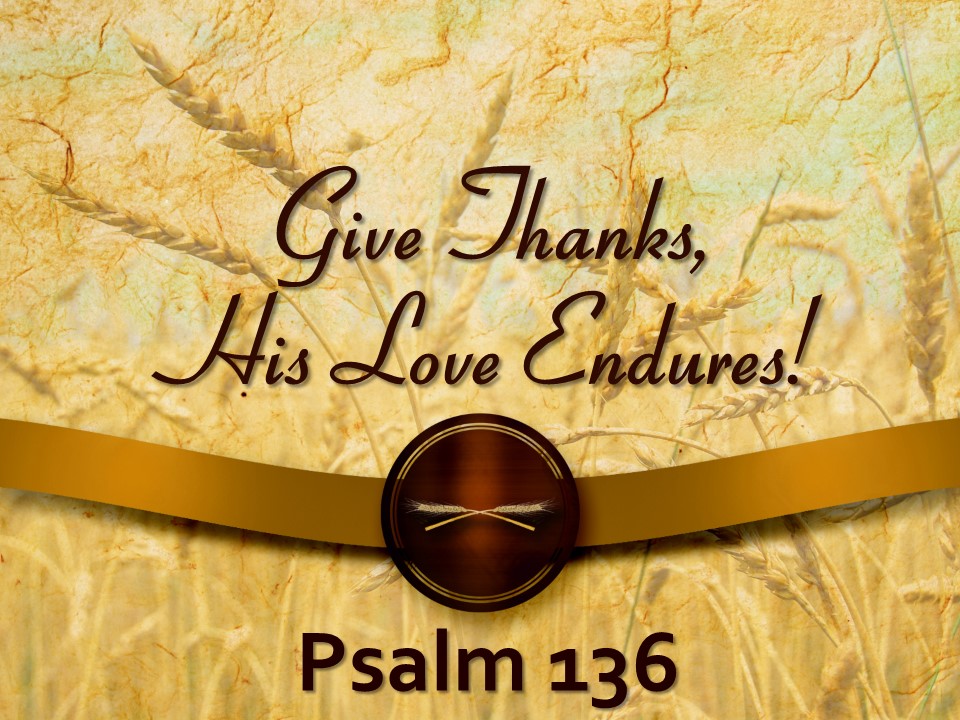 Give Thanks, His Love Endures! [Part 2]: Psalm 136 - Lafayette ...